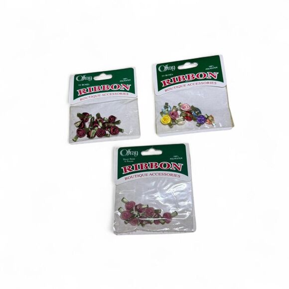 3 Packs Offray Ribbon Flower Roses Embellishments - Picture 1 of 5